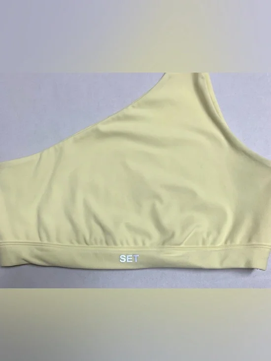SET Active Luxform Butter Yellow One-Shoulder Athletic Sports Bra Size L - Picture 2 of 6
